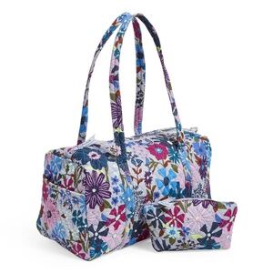 new Vera Bradley Bengal Lily 2 pc Travel Bundle Duffel & Medium Cosmetic